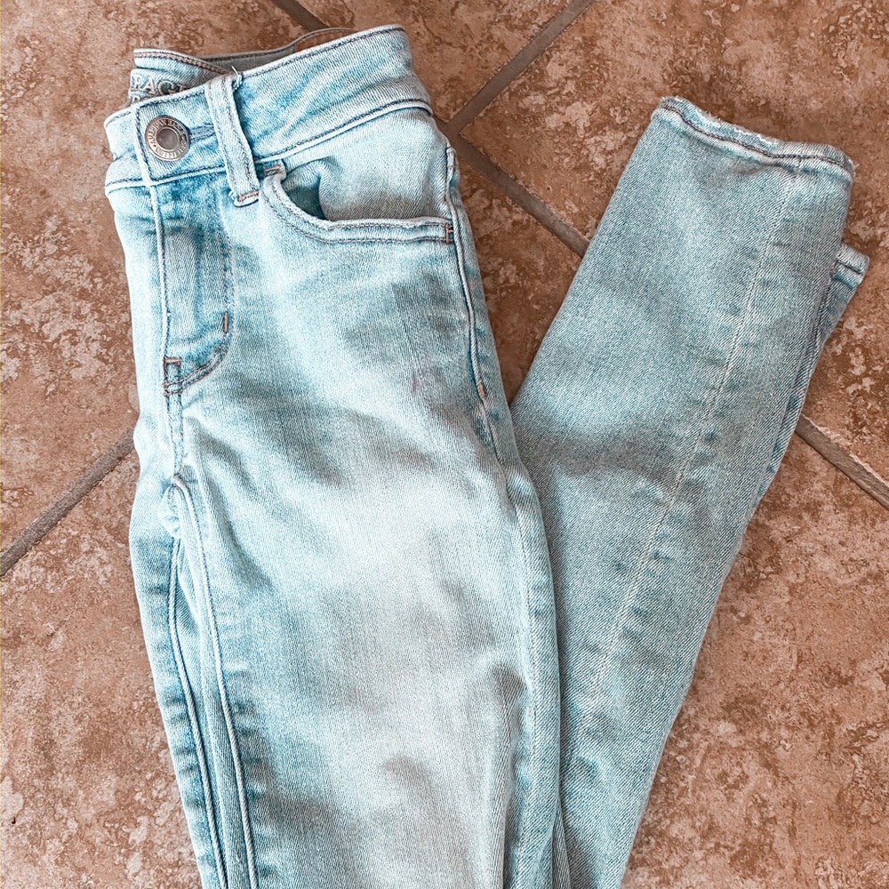 super super stretch light denim jeans
